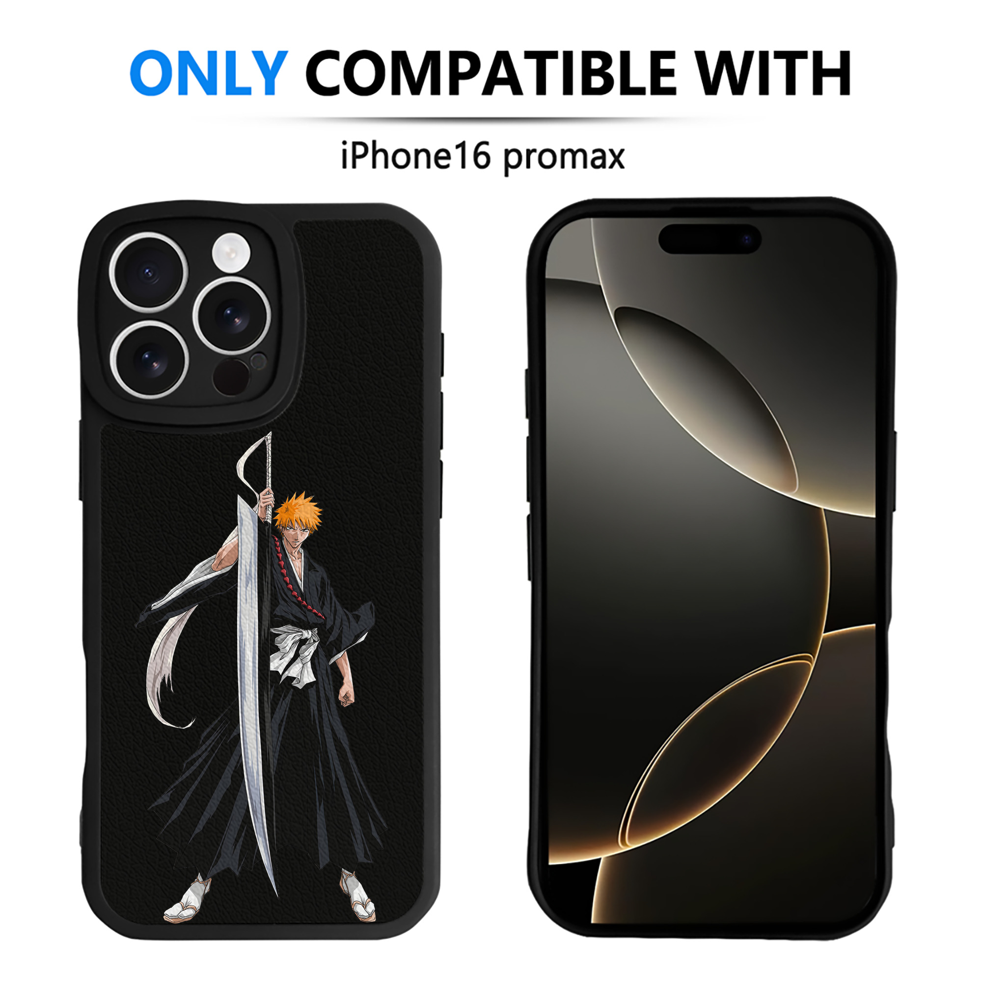 ブリーチ 黒崎一護（くろさき いちご）BLEACH Kurosaki Ichigo 【iPhone 16シリーズ対応】シリコンスマホケース（レザー調） 材質：シリコン